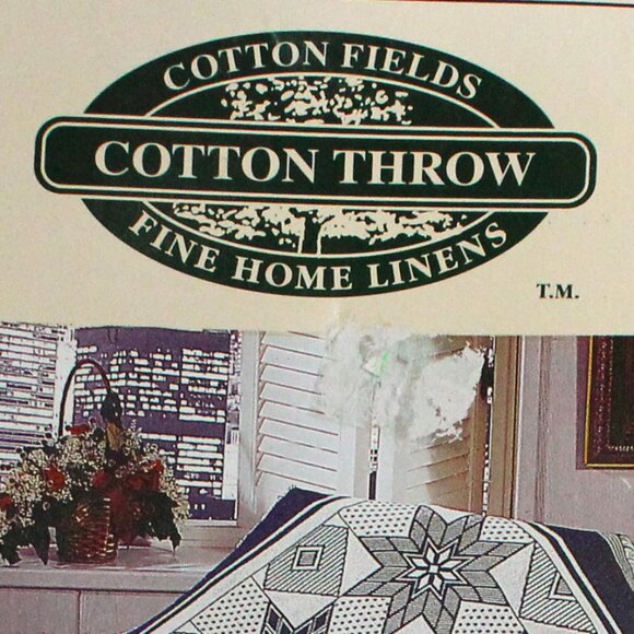 NWT Cotton Fields Starquilt 100% Cotton Throw 50 in x 60 in With Fringe - Picture 2 of 10